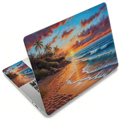 Laptop Skin Sticker Decal, Universal Reusable Vinyl Laptop Cover for 12" 13" 13.3" 14" 15" 15.4" 15.6" Notebook PC, Waterproof Scratch-Resistant with 2 Wrist Pads, Easy to Apply & Remove,Beach - color: Beach
