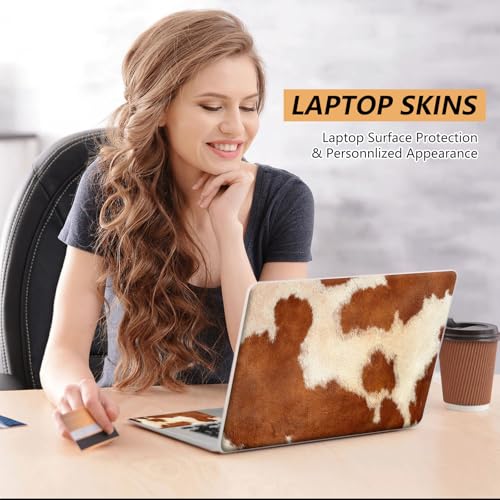 12.1”-15.6” Laptop Skin Sticker (Fits 13”, 13.3”, 14”, 15”, 15.4”) | Reusable Universal Protective Vinyl Art Decal Cover | Waterproof & Scratch-Resistant |Cow Hide Animal Print Brown - color: Cow Hide Animal Print Brown