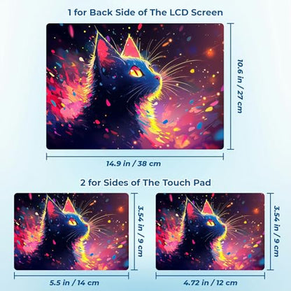 Reusable Universal Laptop Skin Sticker, Cut to Fit for 11.6–15.6 Inch Laptops, Waterproof Protective Film, No-Residue - Neon Cat - color: Neon Cat