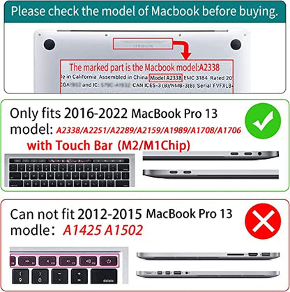 Teryeefi Compatible with M2 M1 MacBook Pro 13 inch Case A2338 A2251 A2289 A2159 A1989 A1706 A1708 (Release 2016-2020 2022),Protective Slim Cover+Keyboard Cover for MacBook Pro 13 Touch Bar, Art Floral - color: Art Flowers-002