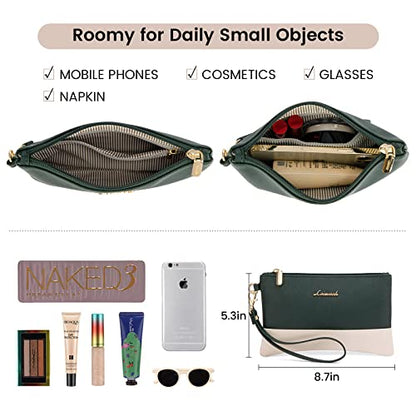 LOVEVOOK Laptop Tote for Women - 15.6 Inch Professional Leather Computer Briefcase with Waterproof Handbag Shoulder Bag Large Capacity Business Teacher Office Crossbody Purse - color: Dark Green/Beige-1, size: 15.6 Inch