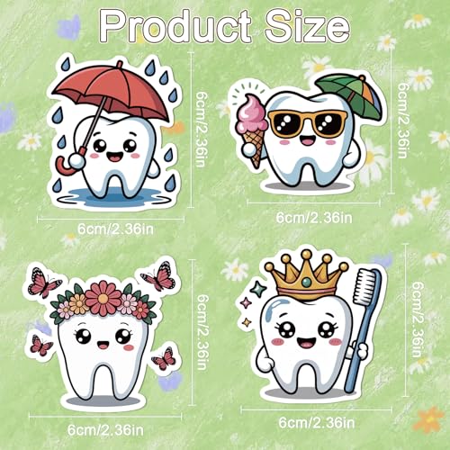 Cute Dental Tooth Stickers - 100 Pcs Tooth Dentist Water Bottle Stickers, Cartoon Waterproof Scrapbook Sticker, Vinyl Decals for Luggage Laptop Journal - style: Tooth Dentist
