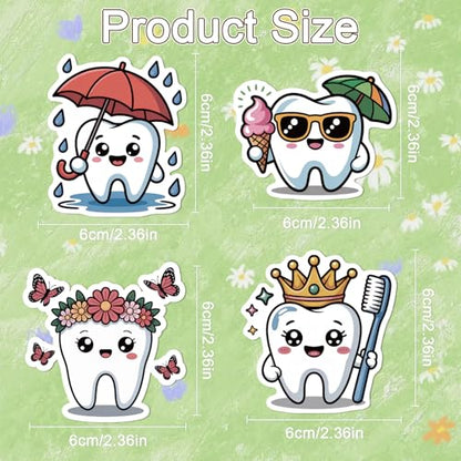 Cute Dental Tooth Stickers - 100 Pcs Tooth Dentist Water Bottle Stickers, Cartoon Waterproof Scrapbook Sticker, Vinyl Decals for Luggage Laptop Journal - style: Tooth Dentist