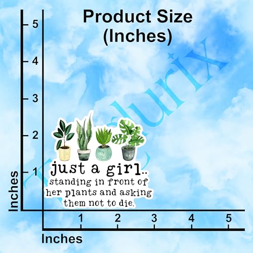 (3Pcs) Just A Girl Standing in Front of Her Plants Sticker Funny Plants Lover Stickers Humorous Decorative Waterproof Vinyl Decal for Mug Laptop Water Bottle Tumbler Phone Notebook Size 3x2.7 Inches