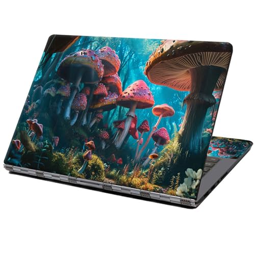 Laptop Skin Sticker Decal 12" 13" 13.3" 14" 15" 15.6",Waterproof Scratch Resistant Vinyl,Reusable Easy to Apply,for MacBook HP Dell Notebooks Netbooks Laptop,2 Wrist Pads,Cute Mushroom Forest - color: Cute Mushroom Forest