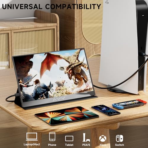 memzuoix 15.6" FHD 1080P Portable Monitor｜Second External｜100% sRGB｜USB-C+HDMI for PS5/Switch｜VESA Mount｜Built-in Speakers | Grey