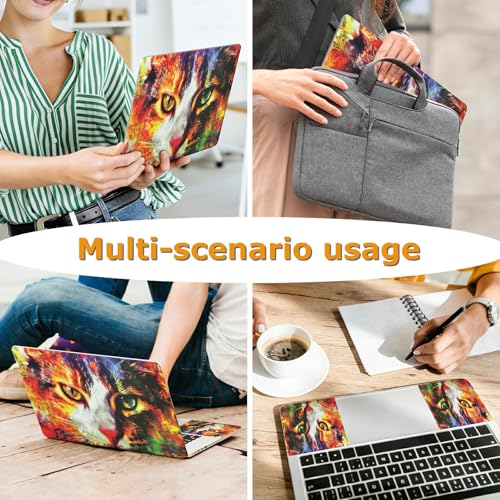 Universal Laptop Skin Sticker with 2 Wrist Pad Decals, 3-Piece Removable Vinyl Laptop Cover, Cat Face Waterproof Anti-Scratch, Easy-Trim Fit for 13.3" 14" 15.6" Laptops - color: Cat Face