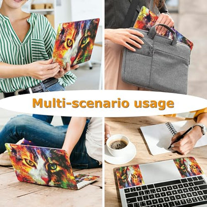 Universal Laptop Skin Sticker with 2 Wrist Pad Decals, 3-Piece Removable Vinyl Laptop Cover, Cat Face Waterproof Anti-Scratch, Easy-Trim Fit for 13.3" 14" 15.6" Laptops - color: Cat Face