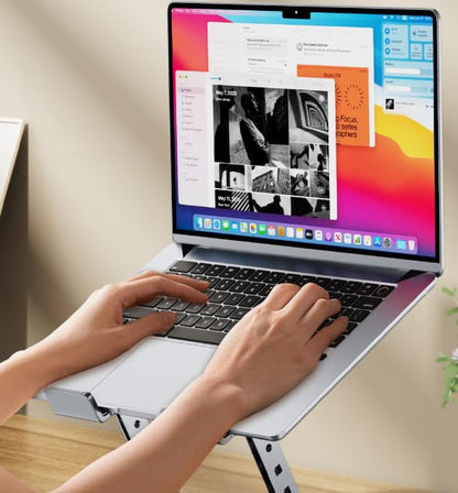 1-Piece Adjustable Laptop Stand 360° Rotation Design Height Adjustable Compatible with All 10-inch to 17-inch Laptops - color: Silver