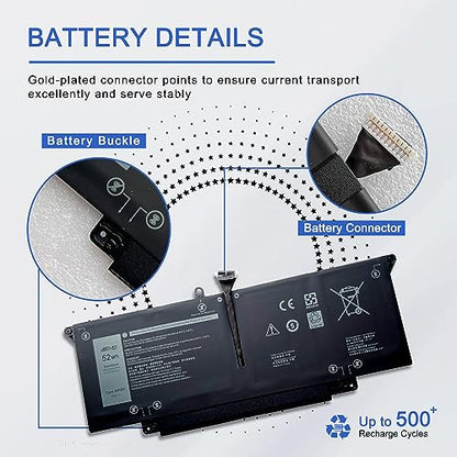 JOTACT JHT2H 52Wh Laptop Battery Compatible with Dell Latitude 7310 7410 Series Notebook P34S P34S001 4V5X2 Y7HR3 35J09 HRGYV WY9MP XMV7T 009YYF 7CXN6 T3JWC XMT81 0YJ9RP XMV7T K36KR X825P YY3GJ 7.6V - size: 10.44*4.01*0.16inch JHT2H