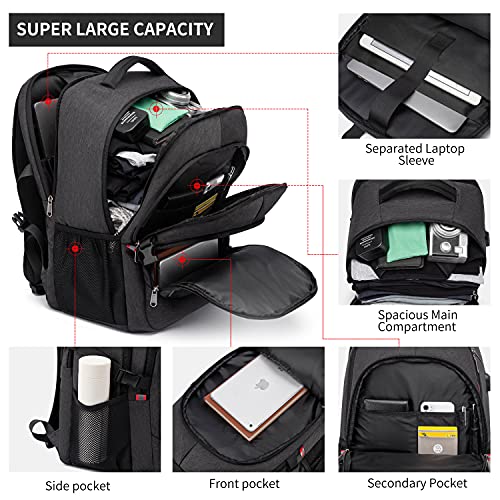 CAFELE Backpack,17.3in Durable Travel Laptop Backpack, College Backpack,RFID Anti Theft Pocket Big Business Computer Bag,Water Resistant School Bookbag for Teens Men Women,Gifts Grey - color: 17.3-grey, size: 17.3inch