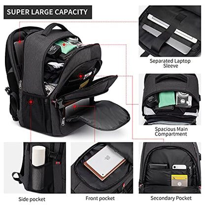 CAFELE Backpack,17.3in Durable Travel Laptop Backpack, College Backpack,RFID Anti Theft Pocket Big Business Computer Bag,Water Resistant School Bookbag for Teens Men Women,Gifts Grey - color: 17.3-grey, size: 17.3inch