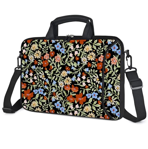 10 inch Messenger Bag Carrying Case with Handle Accessory Pocket Fits 7 to 10-Inch Laptops/Notebook/Kids Tablet (7-10.2 inch, Flowers2) - color: Flowers2, size: 7-10.2 inch