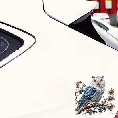 Owl on Branch PVC Vinyl Car Decals Stickers Waterproof Self-Adhesive Decals for Cars, Laptops, Trucks, Motorcycles Wall Window Luggage Scratch Cover Door Decor Sticker