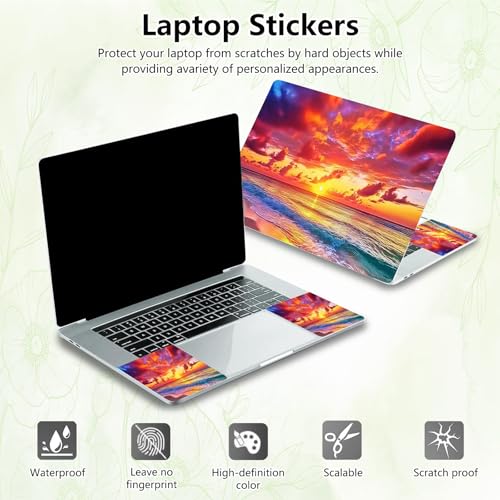 Laptop Skin Sticker Decal, Universal Reusable Vinyl Laptop Cover for 12" 13" 13.3" 14" 15" 15.4" 15.6" Notebook PC, Reusable Waterproof Scratch-Resistant with 2 Wrist Pads,Beach Sandbeach - color: Beach Sandbeach