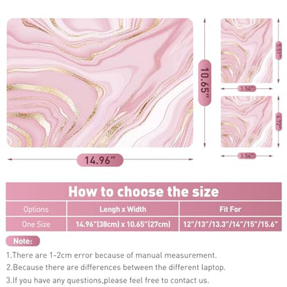 Pink River Vinyl Laptop Sticker, Waterproof Reusable Decal for Notebook PC, Cartoon Art Protector-Fits 12-15.6 inch - color: Pink Gold Marble