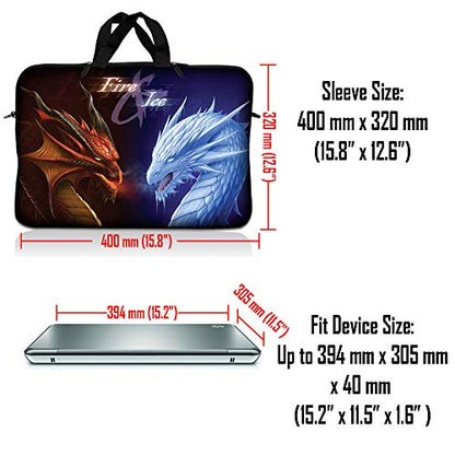 LSS 10.2 inch Laptop Sleeve Bag Compatible with Acer, Asus, Dell, HP, Sony, MacBook and More | Carrying Case Pouch w/Handle, Fire &Ice Dragons - color: Fire & Ice Dragons, size: 8 in -10.2 in
