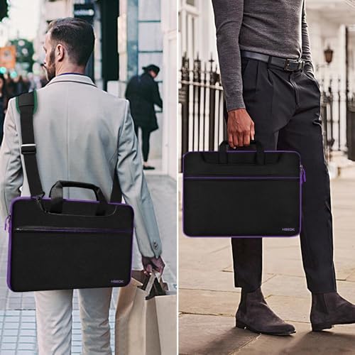 Hseok Laptop Shoulder Bag 15 15.6 16 Inch Briefcase,Compatible MacBook Pro/Neo 16",MacBook Air/Pro 15,XPS 15/16 and most 15.6-16 and Most 15-16 Notebooks,Spill-Resistant Handbag,Black Purple - color: Black Purple, size: 15-16 inch
