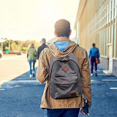 Canvas Laptop Backpack, Durable Rucksack, Travel Bag Fits 15.6 Inch Notebook for Men Women Factory Directly（Gray） - color: Gray