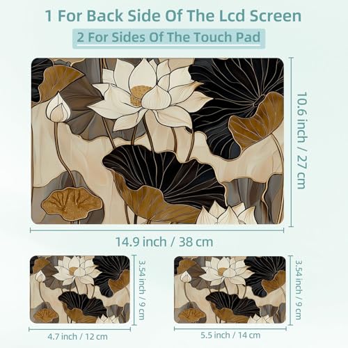 Universal Laptop Skin Decal, 3-Piece Vinyl Protector for 12 13 14 15.6" Notebook, Waterproof Anti-Scratch, Easy Trim & Bubble-Free Finish, Lotus Leaves - color: Lotus Leaves