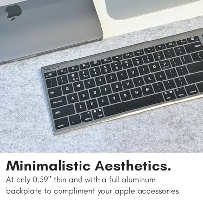 Macally Wireless Bluetooth Keyboard for Mac - Compatible Apple Keyboard or MacBook Pro/Air, iMac - Multi-Device, Up to 3 Devices with 110 Keys, 20 Shortcuts, Numeric Keypad, and Rechargeable - color: Space Gray