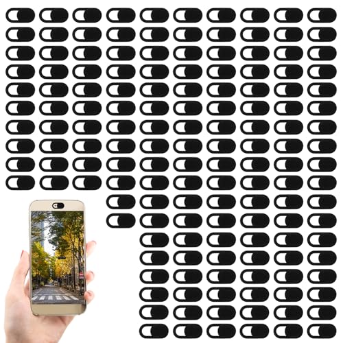 150 Pcs Webcam Cover Slide, 0.023 Inch Ultra-Thin Universal Laptop Phone Camera Cover for Laptop, Computer, Phone Privacy Protection and Security Black