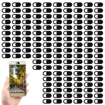 150 Pcs Webcam Cover Slide, 0.023 Inch Ultra-Thin Universal Laptop Phone Camera Cover for Laptop, Computer, Phone Privacy Protection and Security Black