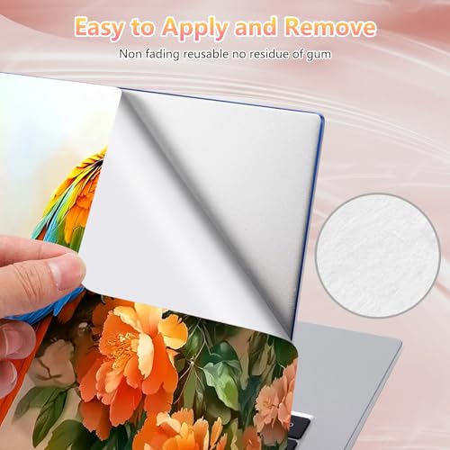 Laptop Skin Sticker Decal 12" 13" 13.3" 14" 15" 15.6",Waterproof Scratch Resistant Vinyl,Reusable Easy to Apply,for MacBook HP Dell Notebooks Netbooks Laptop,2 Wrist Pads,Cute Parrot Flower - color: Cute Parrot Flower