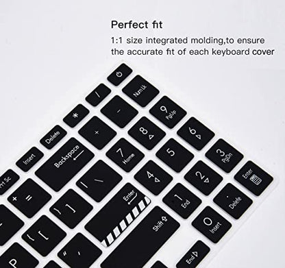 2PCS Keyboard Cover for ASUS VivoBook 16X 16 F1605 F1605VA M1605 F1603 M1603 X1603, Vivobook Go 15.6" E1504FA, VivoBook Pro 16X OLED K3605 K6602 N7601 TN3604,VivoBook 15 15.6 K3502 M3502 M1503 K6501 - color: Black+Clear