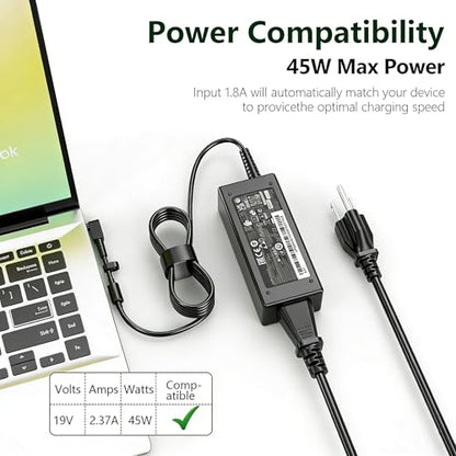45W Laptop Charger Power Adapter Compatible with Acer Aspire 3 14 15 Spin 14, Fit for A314 A315 A317 Series A315-58 58G 57G 24P 44P A314-21 22 31 Laptop Replacement Charger