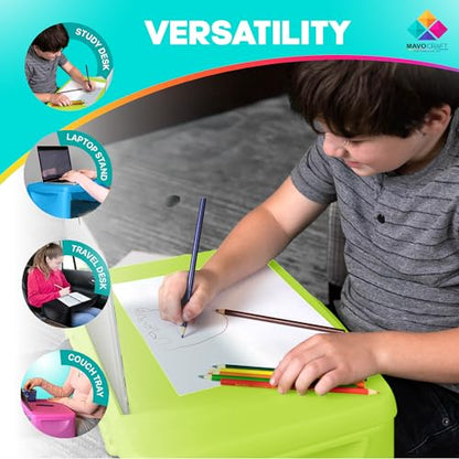 MAVOCRAFT Foldable Kids Lap Tray with Storage - Portable Lap Desk Kids & Adults - Kids Lap Desk for Breakfast in Bed, Serving Tray, Car Desk & Gaming (Green) - color: Green