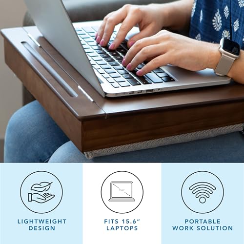 LAPGEAR Schoolhouse Lap Desk - Java Acacia Wood, Built-in Storage - color: Java