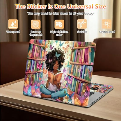 10 inch Laptop Sleeve with Laptop Skin Sticker Set – Slim Protective Case with Smooth Zipper, Lightweight Tablet & Notebook Sleeve for Travel & Daily Carry, Library Girl - color: Library Girl, size: 10 inch