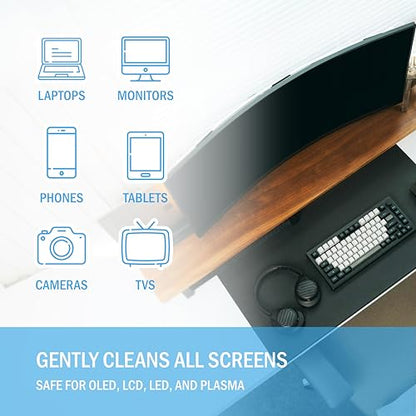 Bryson Screen Cleaner Spray and Wipe Kit - Safe for LED, LCD, OLED, Smart TV, Monitor, Laptop, Computer, Car Display - 16oz with Microfiber Cloth