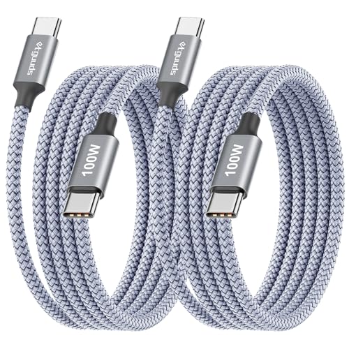 etguuds 100W USB C to USB C Cable 6.6ft, 2-Pack Fast Charging Cord Type C | for USBC MacBook iPad Charger, iPhone 17 16 15 Pro Max/Plus Air, Samsung Galaxy S26 S25 S24 Ultra, Pixel 10 10a 9a 9 - size: 6.6ft