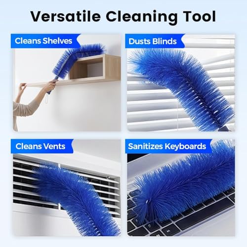 Fan Cleaning Brush, Bendable Cobweb Duster Cobweb Duster, 2026 New Microfiber Head Dusting Brush, Washable ldeal for Electric Fans Air Conditioning, Home Car Vents, Curtain (Gray) - color: Gray