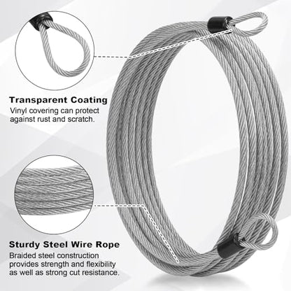 12 Pack Security Cable Luggage Lock with Loops 15 ft 3mm Braided Steel Coated Bike Cable Wire Double Loop Anti Theft Safety for U Lock, Padlock and Disc(Clear) - color: Clear, size: 15 Feet