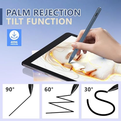 Active Pen, Stylus Pen for Touchscreen Laptop with 4096 Pressure Levels, Rechargeable Digital for Drawing and Writing with Palm Rejection (Blue) - color: Blue