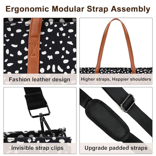 BTOOP Work Tote Bag for Women, Laptop Tote Bag With 15.6 Inch Padded Compartment, Teacher Nurse Bible Bags - color: A-leopard - Black