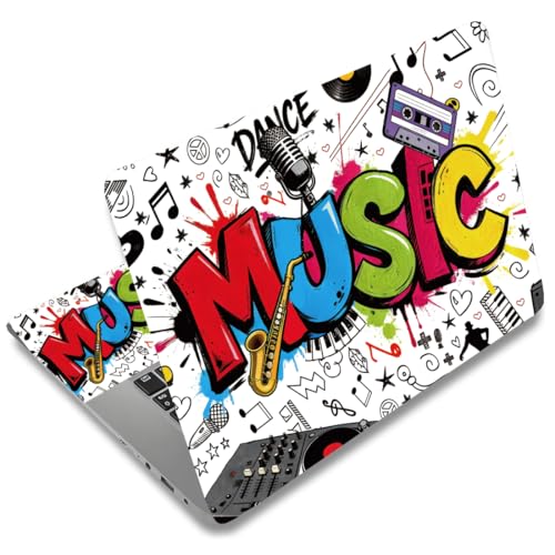 SUPERDANT Laptop Skin Sticker Music Graffiti Laptop Decals Personalized Universal Notebook Computer Wrap Vinyl Skin Stickers Cover Art Decal Removable 12-15.6 Inch Waterproof Scratch-Resistant Gifts - style: Music Graffiti