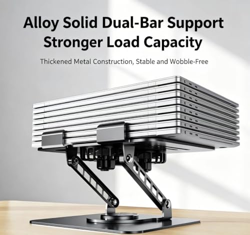 Aluminum Rotatable Laptop Stand | Dual Cooling Fans, Height Adjustable - color: Silver
