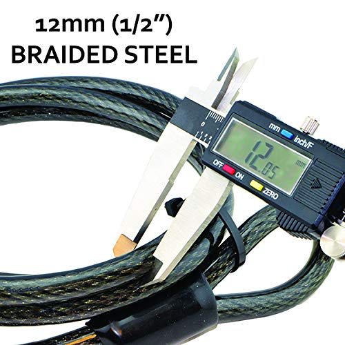 Lumintrail 12mm (1/2 inch) Heavy-Duty Security Cable, Vinyl Coated Braided Steel with Sealed Looped Ends (4', 7', 10', 15', 20', 25' or 30') (20-FT) - size: 20-FT