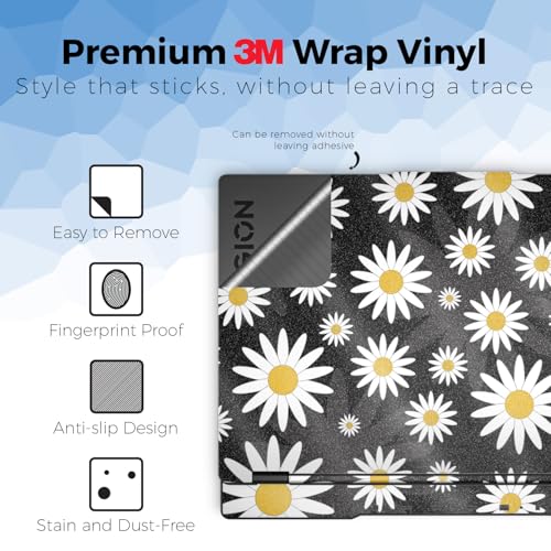 Glossy Glitter Laptop Skin Compatible with Lenovo Legion 5 Gaming Laptop (15IRX9) 2024 - Daisies - Premium 3M Vinyl Protective Wrap Decal Cover - Easy to Apply | Crafted in the USA - color: Daisies, size: Legion 5 Gaming (15IRX9) 2024 Full Cover Skin, sty