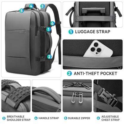 BANGE Backpack with Anti-Theft Vacuum Compression Travel Backpack,Expandable Backpacks with Pump for Airplanes - color: Grey