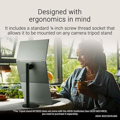 ASUS ZenScreen Duo OLED 360° Foldable Portable Monitor (MQ149CD) - Dual 14-inch, 16:10, 1920x1200, DisplayHDR400 True Black, 100% DCI-P3, Delta<2, Dual USB-C, Mini-HDMI, Kickstand, 3 yr Warranty - style: 14" Duo OLED Fodable USB-C