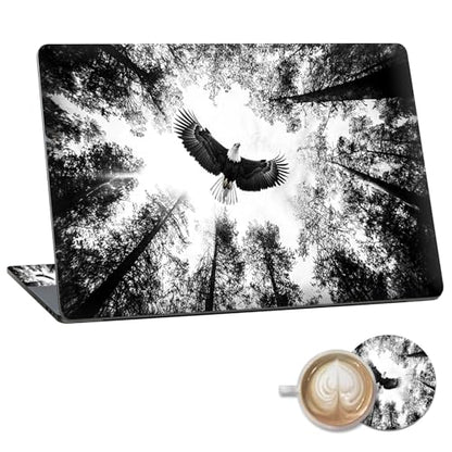 Laptop Skin Sticker Decal 15.6 Inch,12 13 13.3 14 15 15.6 in Laptop Netbook Skins for Notebook,Art Decal Removable Waterproof Scratch Resistant,Universal Vinyl Cover,Forest Eagle Black - color: Forest Eagle Black