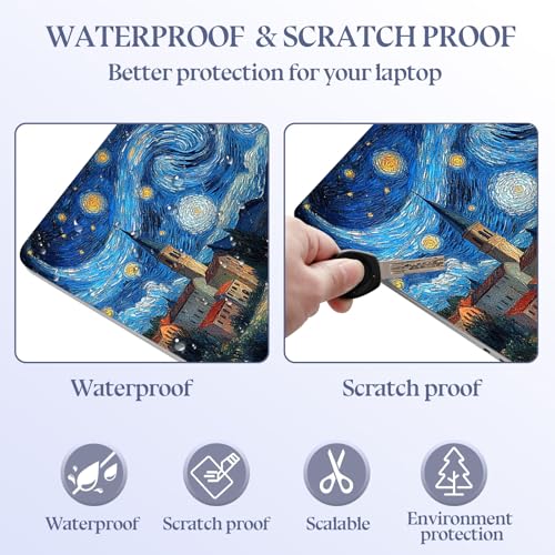 Universal Laptop Skin Sticker Decal,15.6 Inch Laptop Vinyl Cover for 13" 14" 15.6" Laptop,Scratch-Resistant Waterproof Protector Wrap,Reusable with Wrist Pads,Swirl Starry Night Town - color: Swirl Starry Night Town