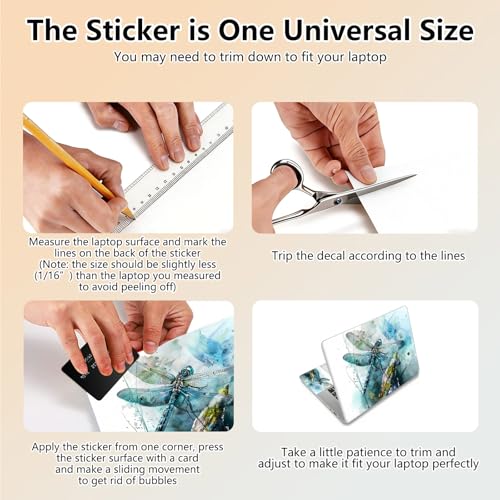 Laptop Skin Sticker Decal 15.6 Inch,12 13 13.3 14 15 15.6 in Laptop Netbook Skins for Notebook,Art Decal Removable Waterproof Scratch Resistant,Universal Vinyl Cover,Dragonfly Watercolor - color: Dragonfly Watercolor