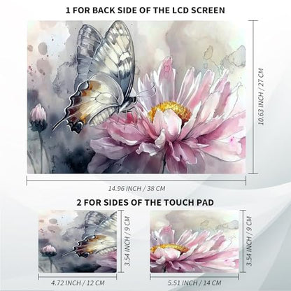 Universal Laptop Skin, DIY Cut-to-Fit Vinyl Cover Compatible with HP, Dell, Lenovo, Mac (13.3" to 15.6"), Anti-Scratch, No Residue & Bubble-Free Protective Decal Sticker, Butterfly Pink Flower - color: Butterfly Pink Flower