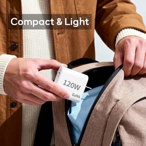 120W Fast Charger USB C - 2 Pack 65W PD Dual Port GaN USB C Charging Block, 3.3/3.3/10/10FT USB C Cable for MacBook Air Pro iPhone 17/16/15 Series Samsung Galaxy S25/S24/S23 Ultra Home Office Travel - color: White